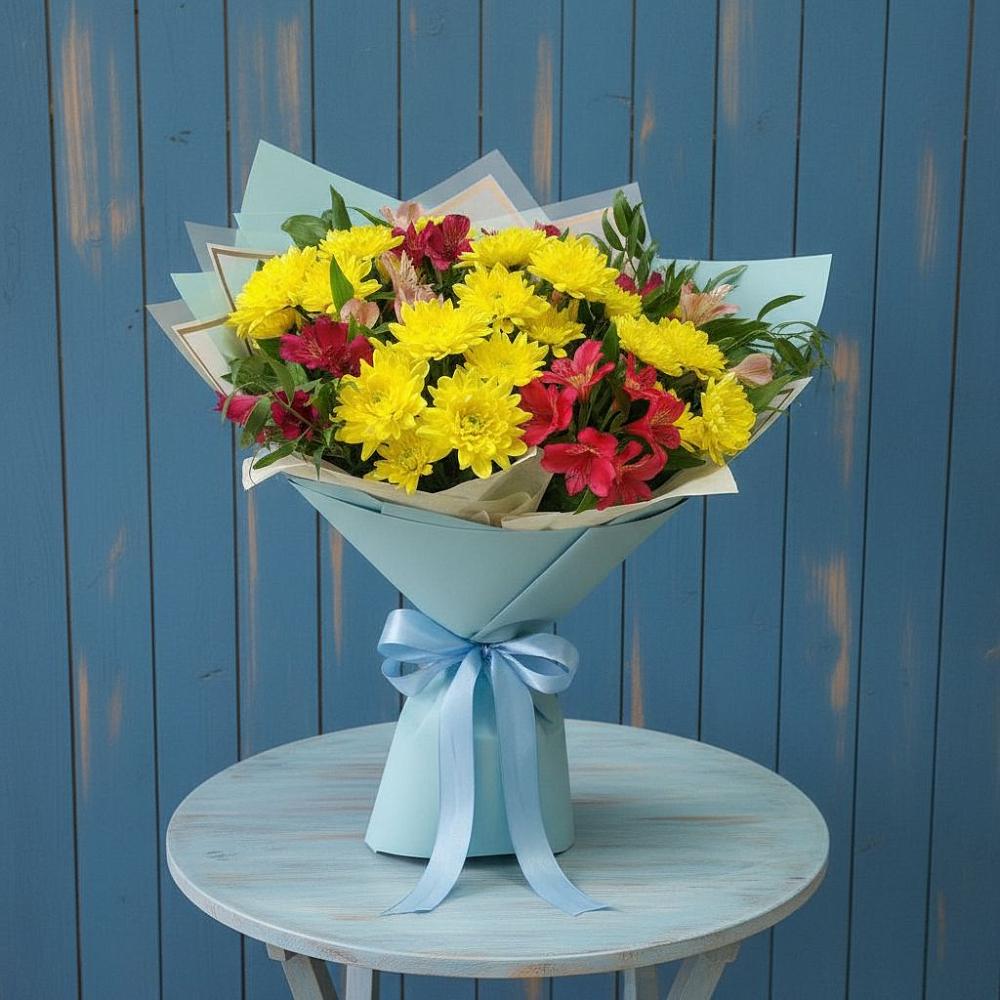 Букет цветов из: Альстромерии и Хризантемы в Новогремяченском