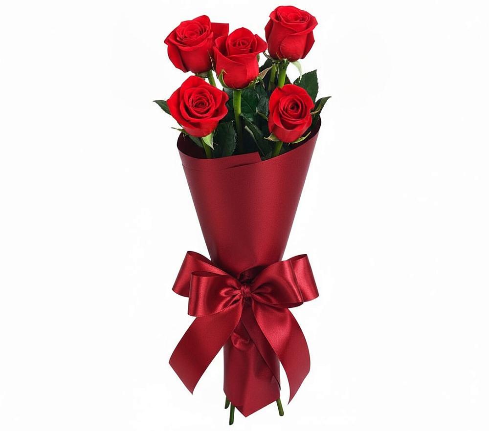 Букет 5 Красных роз Эдлесс Лав в Новогремяченском