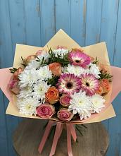 Букет цветов из:  Розы, Герберы и Хризантемы в Новогремяченском