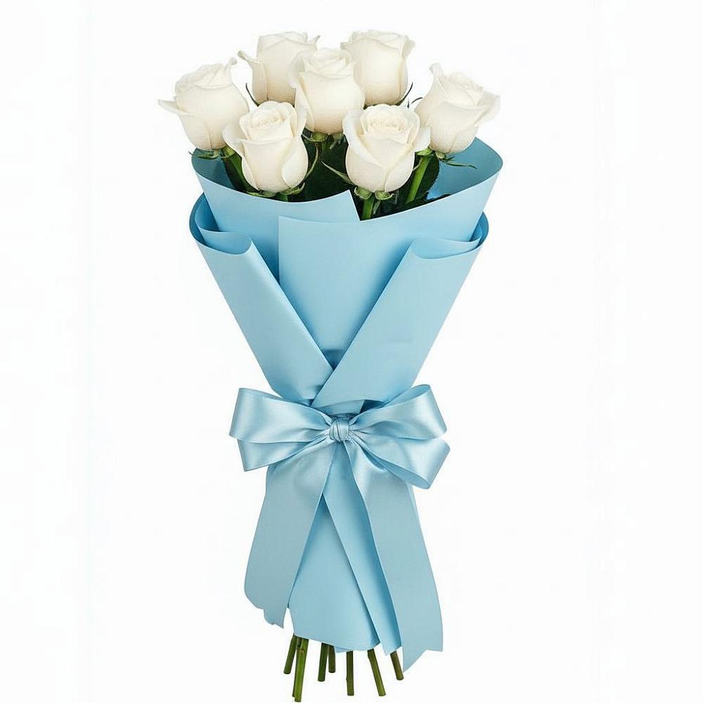 Букет 7 белых роз Проуд в Новогремяченском