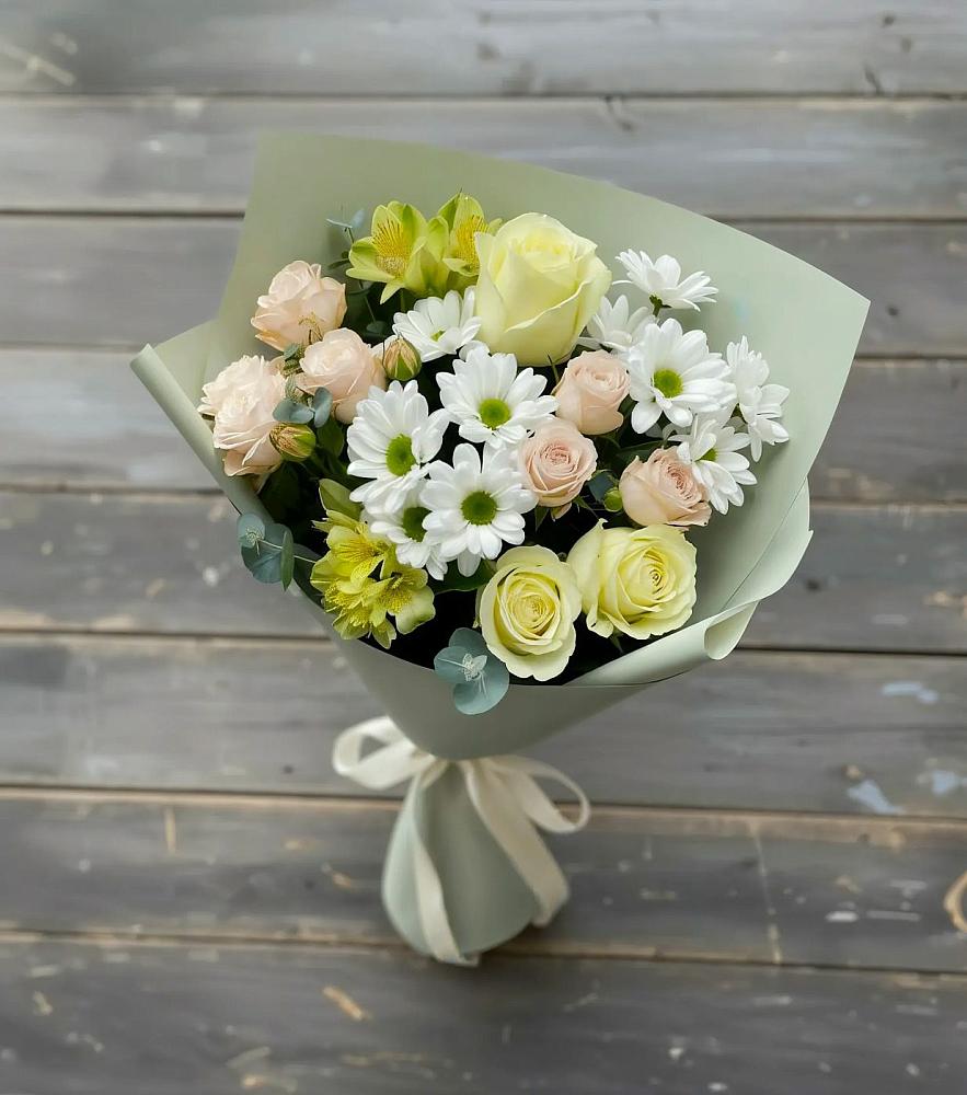 Букет цветов из: Альстромерии, Розы и Хризантемы в Новогремяченском