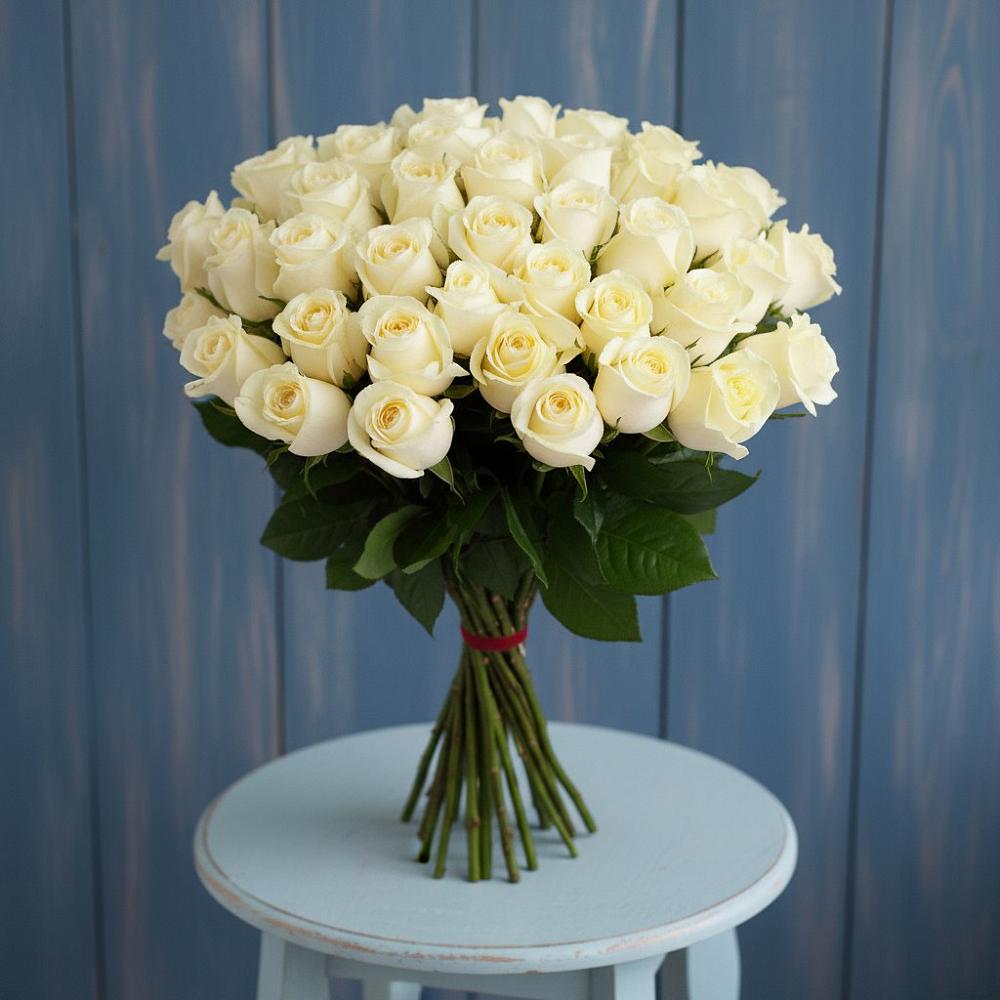 Букет 51 Белая роза Эдлесс Лав в Новогремяченском
