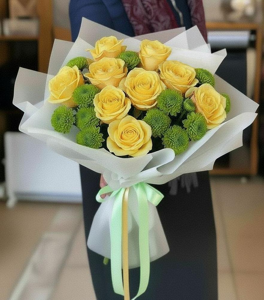 Букет цветов из: Хризантемы и Розы в Новогремяченском