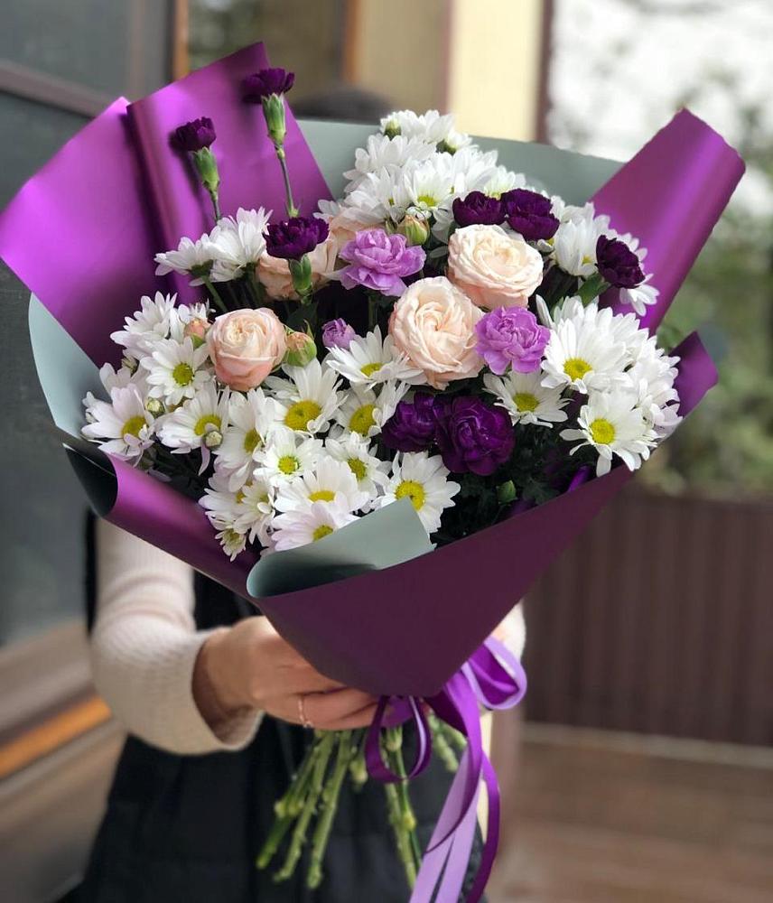 Букет цветов из: Хризантемы, Гвоздики и Розы в Новогремяченском