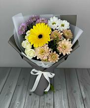 Букет цветов из:  Розы, Герберы и Хризантемы в Новогремяченском