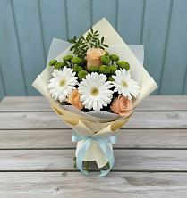 Букет цветов из:  Герберы, Розы и Хризантемы в Новогремяченском