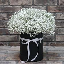 Цветочная композиция из Гипсофила в шляпной коробке в Новогремяченском